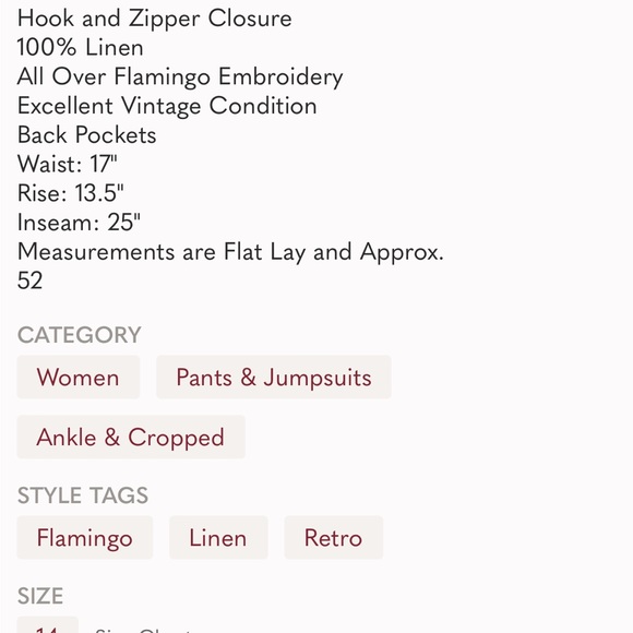 Deanne and white  100 cotton pants with flamingo 🦩 embroidered - Picture 3 of 7